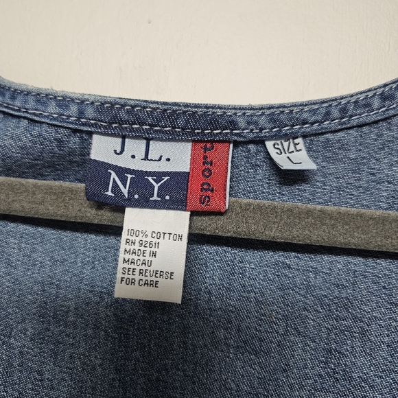 Vintage Denim Dress Embroidered Scallop Details Buttons Pockets Summer Vacation - Picture 5 of 6